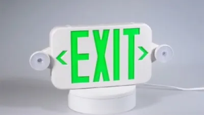 Señal de salida de emergencia LED compacta combinada con luz de emergencia (letras verdes/rojas), JLECE2GW