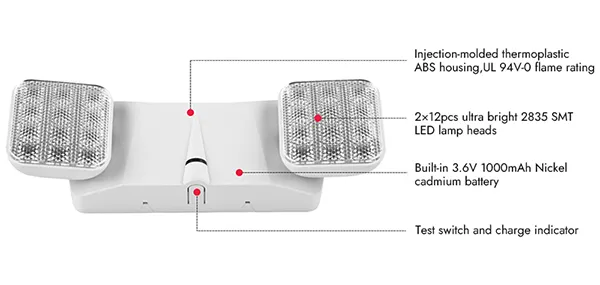 Luz de emergencia LED de doble cabezal, JLEU3