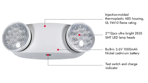Luz de emergencia LED de doble cabezal con certificación UL, JLEU5