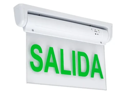 Señal de salida de emergencia LED, con panel ABS/acrílico de borde iluminado (5 LED verdes), LE2912