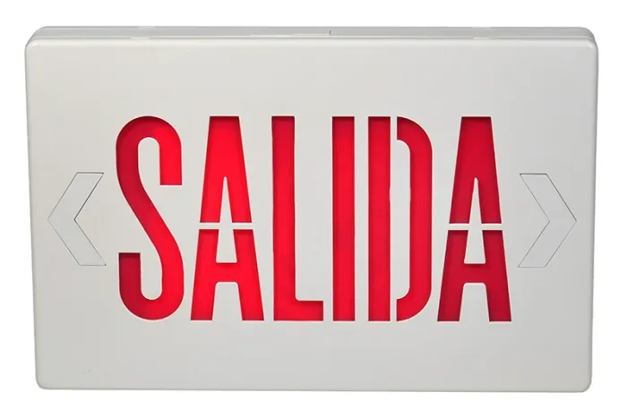 Señal de salida con leyenda SALIDA y certificación cULus, serie JEE