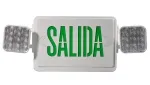Señal de salida de emergencia con leyenda SALIDA combinado con luminarias LED, JLEC2GW-SA/JLEC2RW-SA