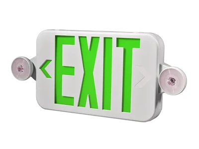 Señal de salida de emergencia LED compacta combinada con luz de emergencia (letras verdes/rojas), JLECE2GW/JLECE2RW